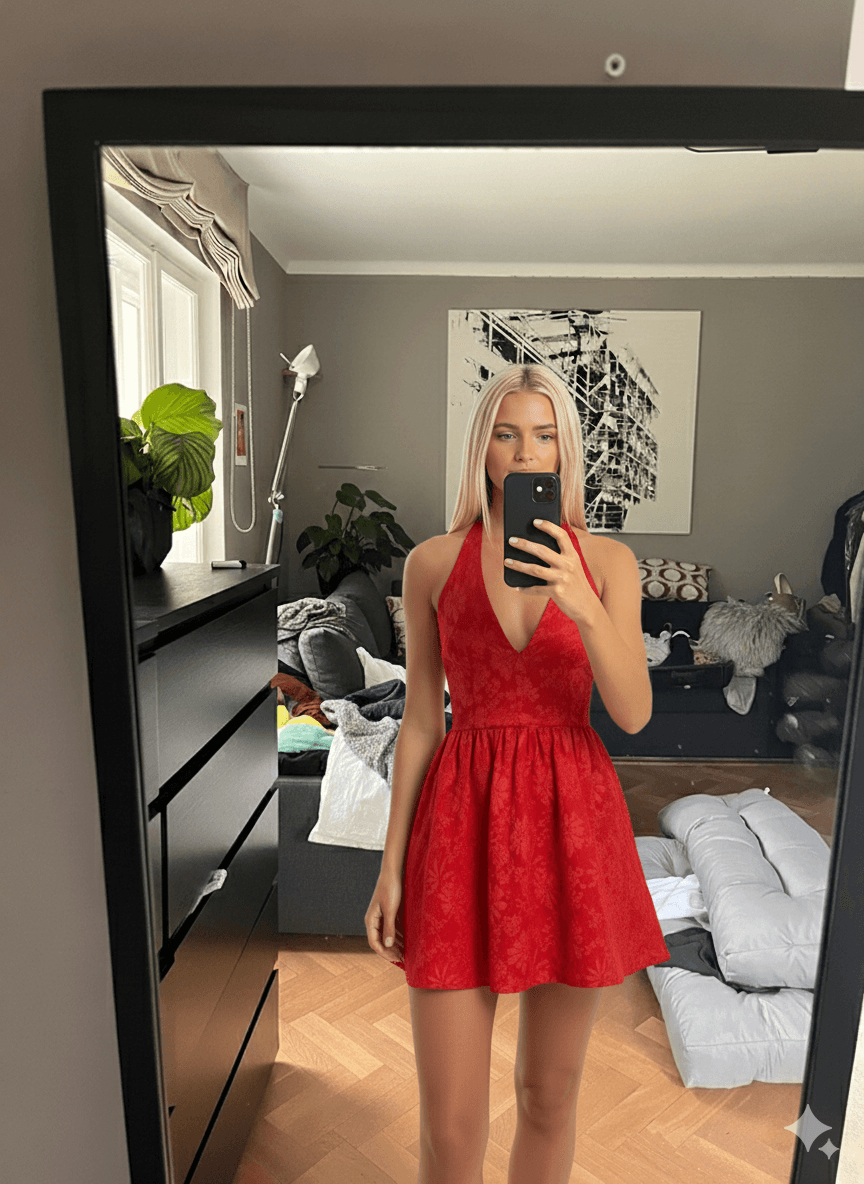 On-model images with consistent backgrounds.