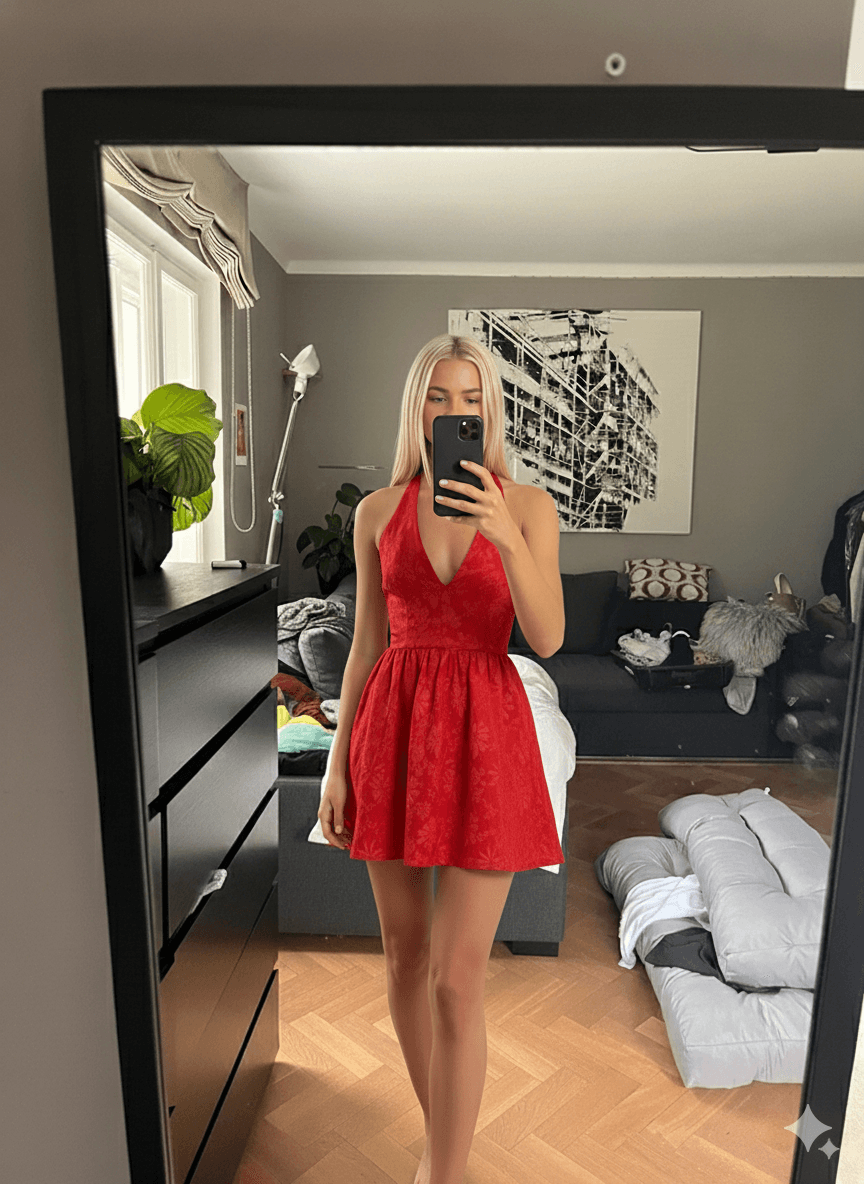 On-model images with consistent backgrounds.